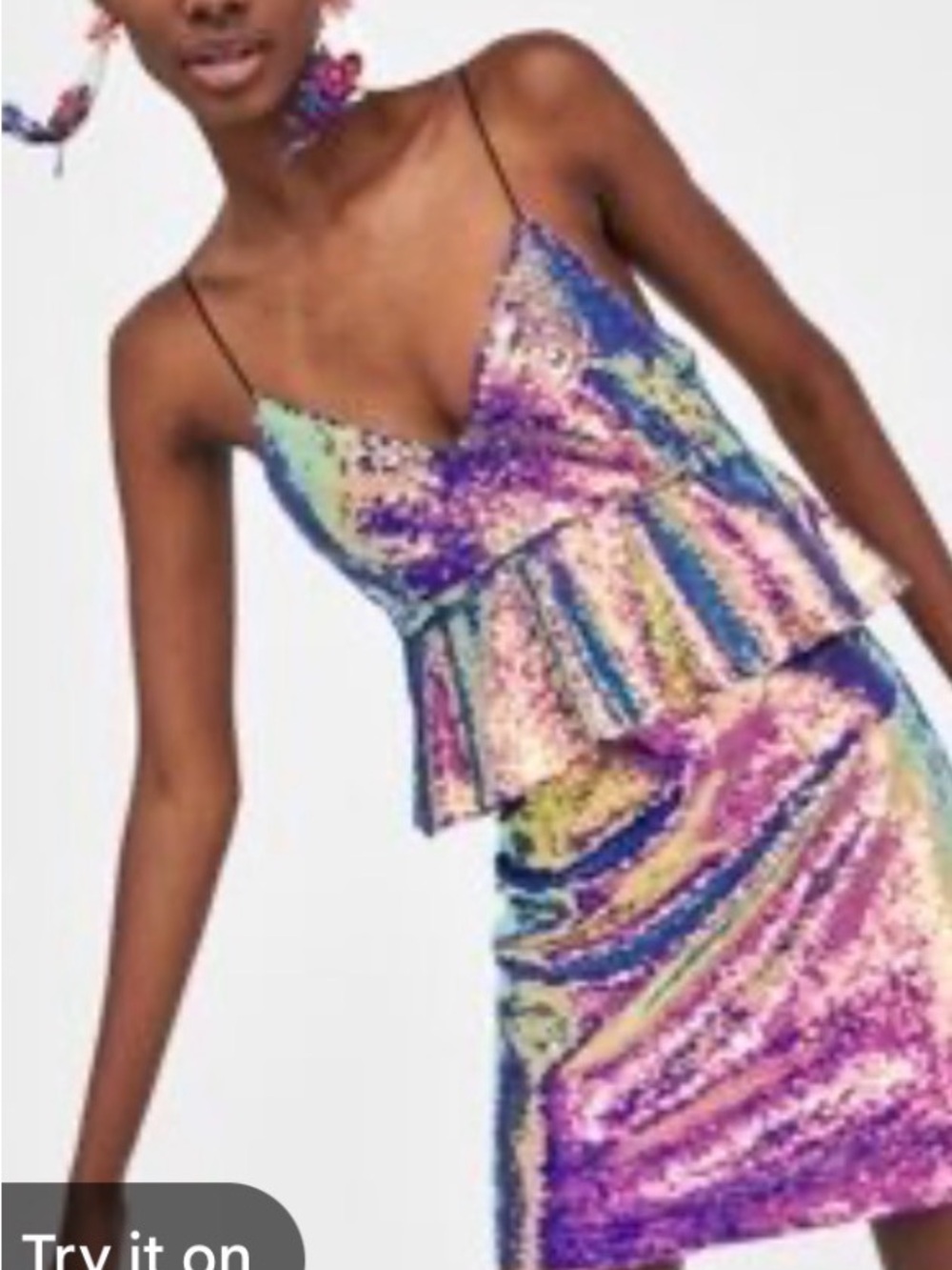 Zara Multicolor Sequin Peplum Mini Dress
